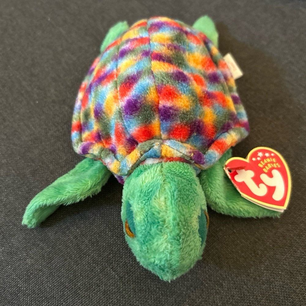TY‎ Beanie Baby Zoom Turtle Green Rainbow Plush Vintage Collectible